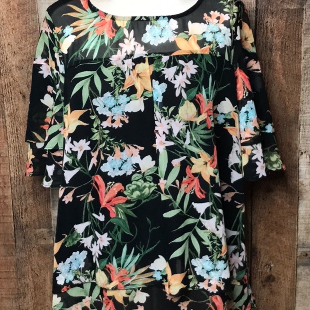 2/$18 Floral Sheer Layered Petite NY Collection